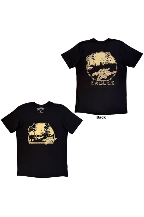 Eagles Unisex Premium Carbon T-Shirt: Hotel California (Black) (Back Print)