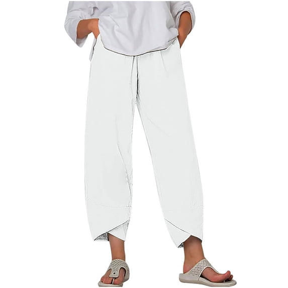 Eagokdc 3/4 Capris Pants for Women Loose Stretch Casual Straight Leg Yoga Gym Comfy Capri Pants Size S-5XL