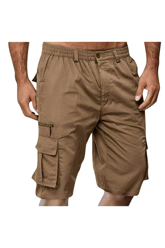 Cargo Shorts Mens Casual Elastic Waist Big And Tall Exercise Black Short With Pocket Size M-3XL
