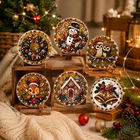Eagokdc Christmas 6PCS Christmas Pearl Pearl Painting Art Kit Gem Art Painting Kit, Art Crafts for Adults, Hanging Decoration for Winter Wall Ornaments