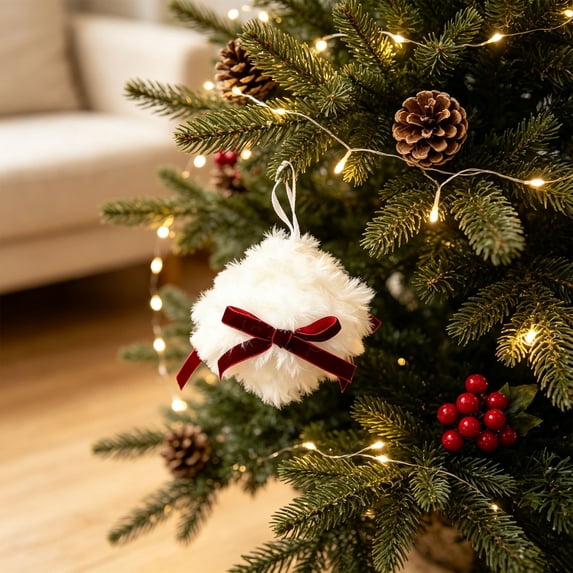 Eagokdc Christmas Ball Ornaments Flocked Velvet Tree Decorations, Shatterproof Xmas Hanging Balls for Holiday Decor Gift Stocking Stuffer