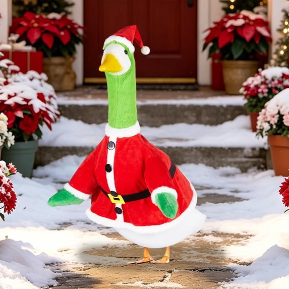 Eagokdc Christmas Garden Decor Goose Dresses Clothes Porch Goose Costume, 23" Goose Statue Garment for Yard Lawn Patio Party Holiday Ornaments