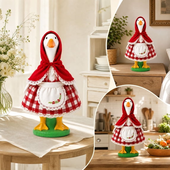Eagokdc Fall Porch Goose Costume for 23" Plastic Cement Goose Statue, Christmas Garden Goose Clothes Dress for Holiday Patio Yard Lawn Decor