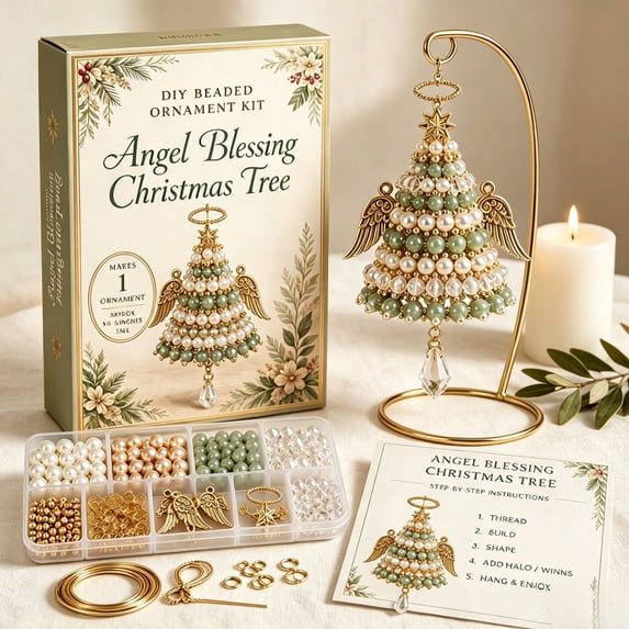 Eagokdc Christmas Tree Beaded Craft Kit Diamond Beads Art Craft for Adults, DIY 3D Tabletop Tree for Gathering Party Decor, Tiered Tray Windowsill Mantel Ornaments