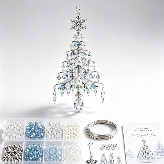 Eagokdc Diamond Beads Art Craft for Adults Christmas Tree Beaded Craft Kit, DIY 3D Tabletop Tree for Gathering Party Decor, Tiered Tray Windowsill Mantel Ornaments