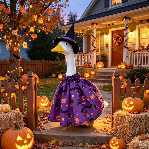 Eagokdc Porch Goose Clothes Set Durable Outdoor Fabric Goose Statue Outfit, 23" Garden Goose Garment Set for Patio Yard Front Door Ornaments