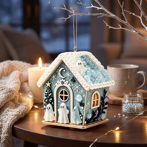 Eagokdc Halloween DIY Diamond Art Kits Wooden House Shaped Pearl Painting Kits for Adults, Home Decor Art Craft Kit Upgraded Beads Craft for Holiday Family Activity