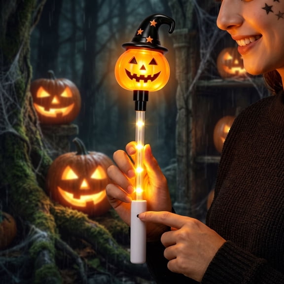 Eagokdc Holiday Night Light, Farmhouse Style Handheld Light Wand, Cute Pumpkin LED Decorative Light for Halloween Mantel, Table, Shelf, Window Ledge