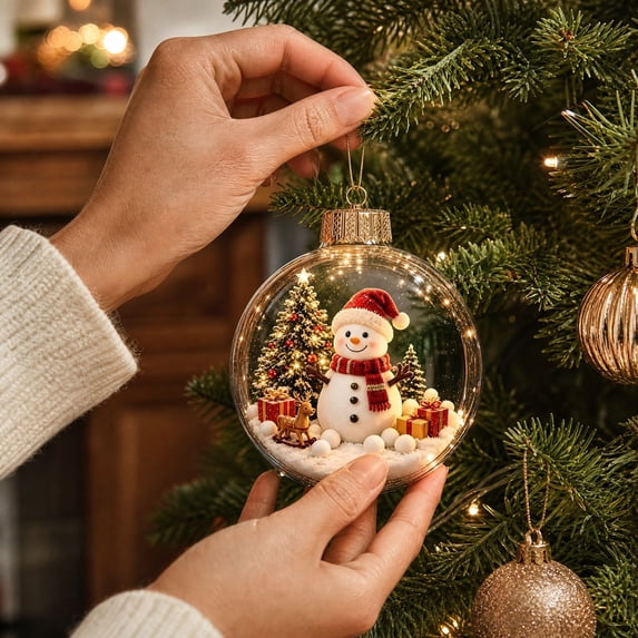 Eagokdc Light‑Up Ball Hanging Decorations Christmas Clear Globe Ornaments, Farmhouse Hanging Balls for Christmas Tree Wall Window Ceiling Decor