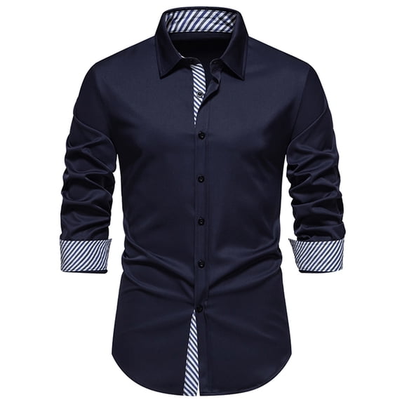 Eagokdc Man Fashion Shirts Casual Button Down Long Sleeves Collar Work Tall Blouse Shirt Size S-2XL