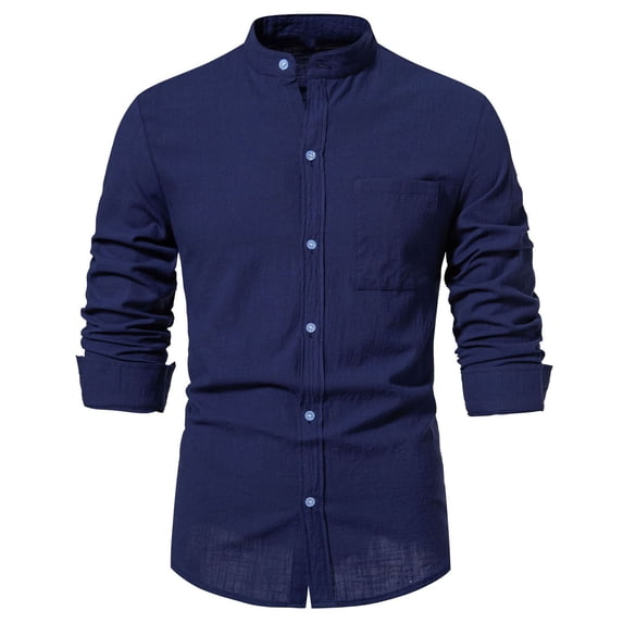 Eagokdc Man Fashion Shirts Casual Long Sleeves Wrinkle-Free Collar Work Cotton Big and Tall Shirt Size S-2XL