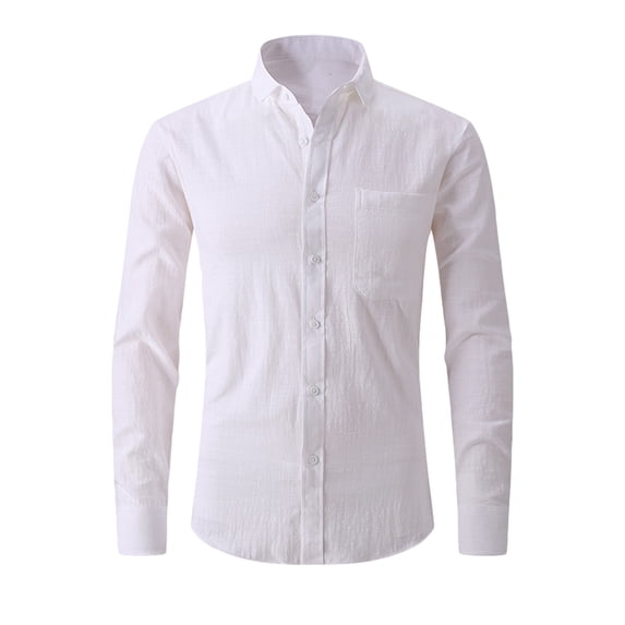 Eagokdc Man Fashion Shirts Casual Pullover Button Down Collar Long Sleeves Big and Tall Shirt With Pocket Size S-2XL