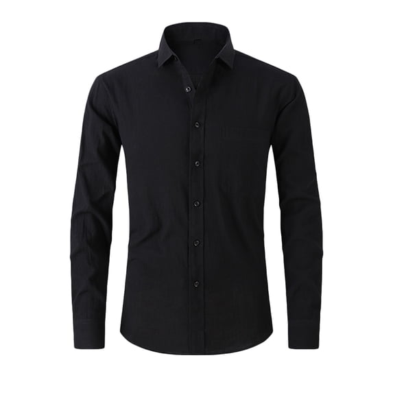 Eagokdc Man Fashion Shirts Casual Pullover Button Down Collar Long Sleeves Big and Tall Shirt With Pocket Size S-2XL