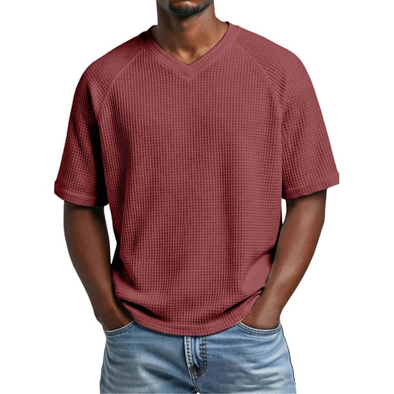 Eagokdc Men T shirt Casual Fitness V Neck Black Cotton Big and Tall Short Sleeve Tee Shirts Size S-4XL
