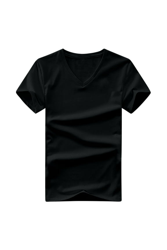 Men T shirt Casual V Neck Plain Fitness Black Plain Big and Tall Short Sleeve Tee Shirts Size S-5XL