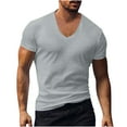 thumbnail image 1 of Eagokdc Men T shirt Casual V Neck Plain Loose Cotton Big and Tall Short Sleeve Tee Top Size S-4XL, 1 of 6