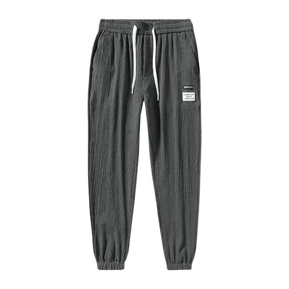 Eagokdc Men's Pants Casual Athletic Lightweight Elastic Waist Big and Tall Black Pant with Pockets Size M-5XL