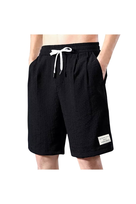 Men's Shorts Casual Solid Color Straight Workout Gym Elastic Waist Big And Tall Short Size M-5XL