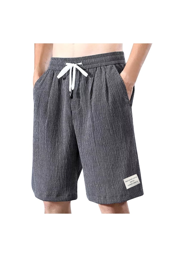 Men's Shorts Casual Solid Color Straight Workout Gym Elastic Waist Big And Tall Short Size M-5XL