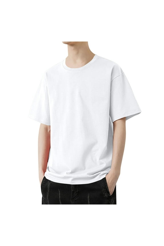 Men's T shirt Casual Round Neck Loose Short Sleeve Plain Large Nice Gym Big and Tall Tee Top Size M-6XL