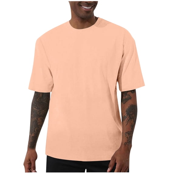 Eagokdc Mens Round Neck T Shirts Summer Casual Short Sleeve Training Big And Tall Basic Tee Shirt Size S-5XL