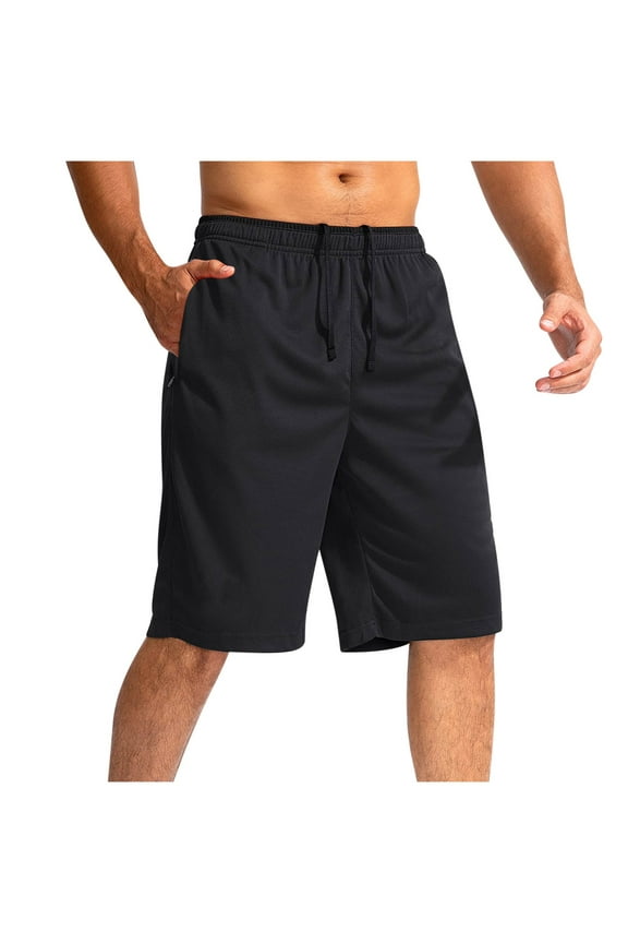 Mens Shorts Casual Elastic Waist Big And Tall Exercise Black Short With Pocket Size S-3XL