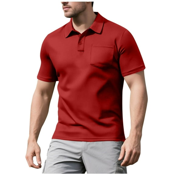 Eagokdc Shirts for Men Casual Solid Color Short Sleeve Button Down Lapel Shirt with Pocket Size S-3XL