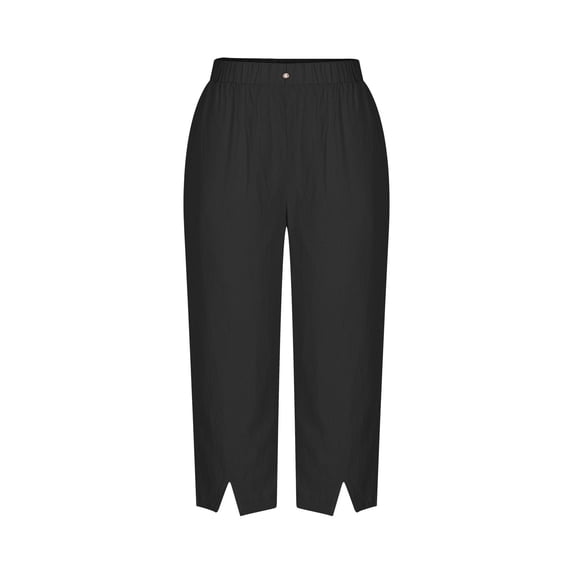 Eagokdc Soft Capri Pants for Women Loose Casual Summer Elastic Waist Ladies Capris With Pockets Size XS-L