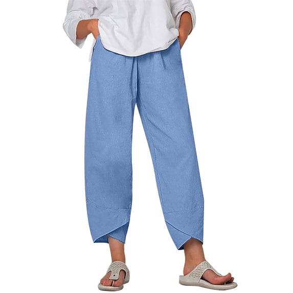 Eagokdc Sretch Capri Pants for Women Jeans High Waisted Slim Casual Straight Leg Yoga Comfy Capri Pants Size S-5XL