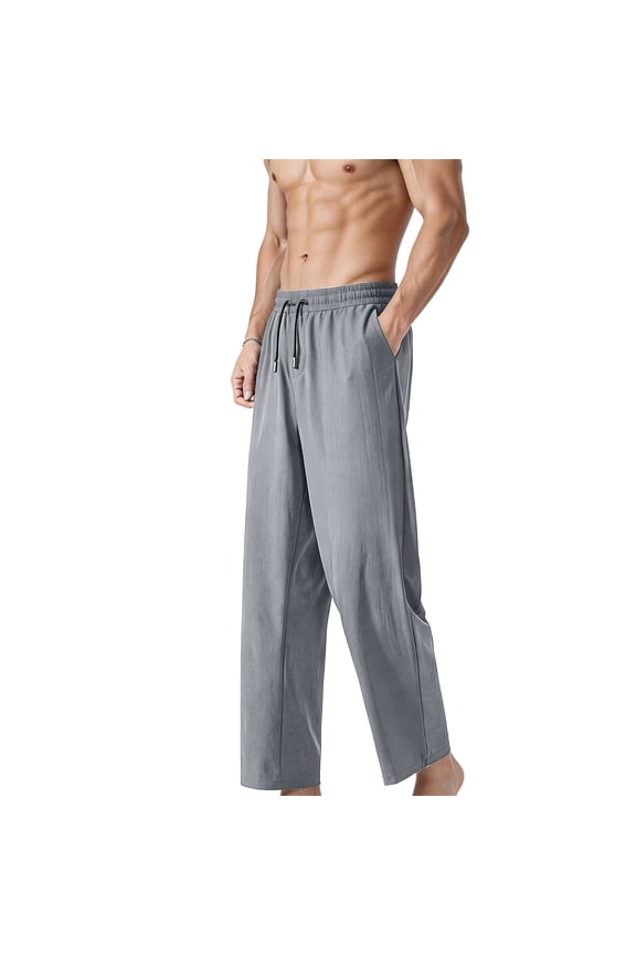 Stretch Pants for Men Casual Summer Loose Exercise Drawstring Jogging Big And Tall Pant With Pockets Size S-4XL