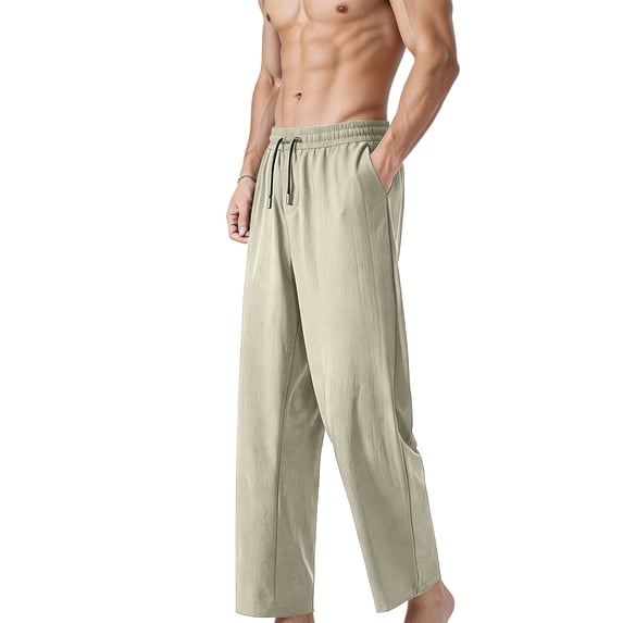 Eagokdc Stretch Pants for Men Casual Summer Loose Exercise Drawstring Jogging Big And Tall Pant With Pockets Size S-4XL