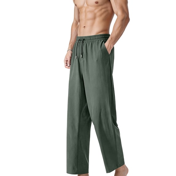 Eagokdc Stretch Pants for Men Casual Summer Loose Exercise Drawstring Jogging Big And Tall Pant With Pockets Size S-4XL