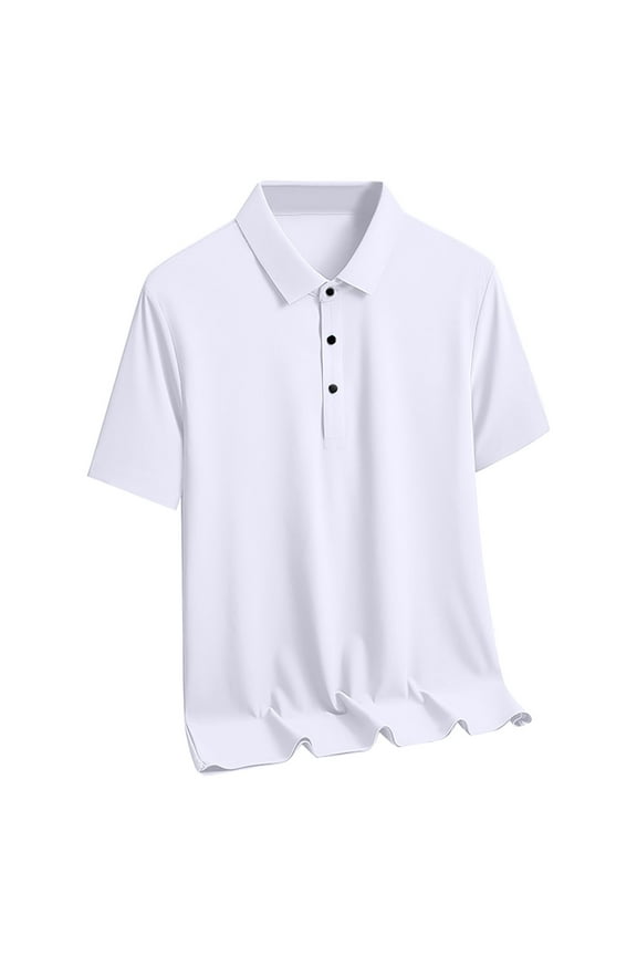 T Shirts for Man Casual Solid Color Short Sleeve Button Down Summer vacation Lapel Shirt Size M-5XL