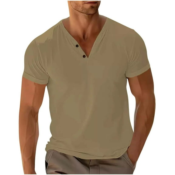 Eagokdc T shirt for Men Casual V-Neck Plain Loose Cotton Breathable Big and Tall Short Sleeve Tee Top Size S-3XL