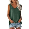 thumbnail image 1 of Eagokdc Women Tank Top Casual V-Neck Summer Sleeveless Loose Black Camisole Cotton Blouse Tops Size S-2XL, 1 of 5