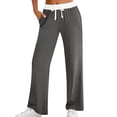 thumbnail image 1 of Eagokdc Women's Comfy Pants Summer Wide Leg Cotton Loose Athletic Best Plain Casual Pant With Pockets Size S-2XL, 1 of 6