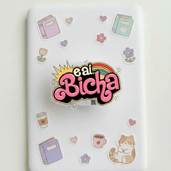 Eai Bicha Rainbow Phone Grip, LGBTQ Pride Griptok, Aesthetic Pink Typography Stand, Queer Culture Gift Idea, Gay Pride Tech Accessory, Trendy Colorful Phone Holder for , Pride Flair