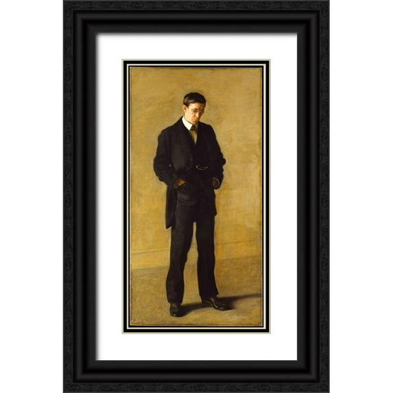 Eakins, Thomas 11x18 Black Ornate Wood Framed with Double Matting Museum Art Print Titled - The Thinker: Portrait of Louis N. Kenton