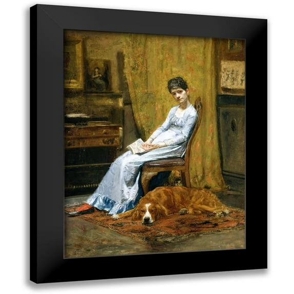 Eakins, Thomas 12x14 Black Modern Framed Museum Art Print Titled - The Artists Wife and His Setter Dog