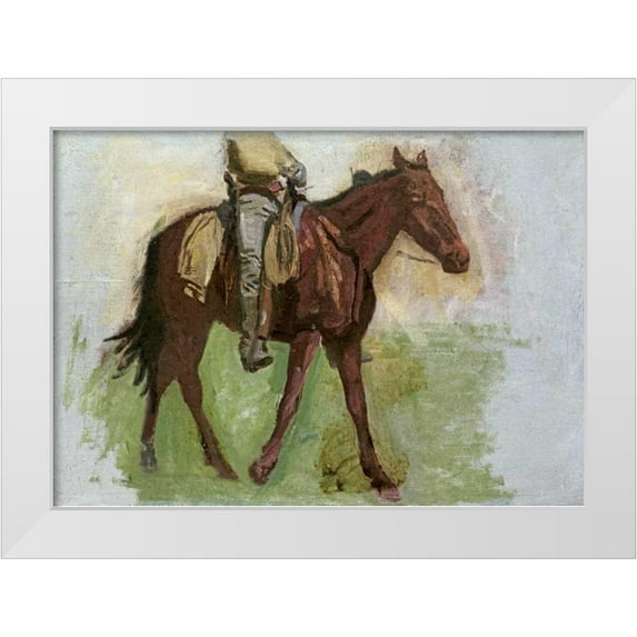 Eakins, Thomas 14x11 White Modern Wood Framed Museum Art Print Titled - Sketch For Cowboys In The Badlands