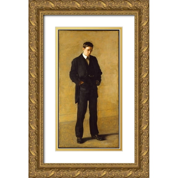 Eakins, Thomas 19x32 Gold Ornate Wood Framed with Double Matting Museum Art Print Titled - The Thinker: Portrait of Louis N. Kenton