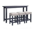 thumbnail image 1 of Eala 4 Piece Counter Height Table and Stool Set Blue Wood Gray Fabric, 1 of 5