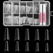 Ealicere 120 pcs Coffin Half Cover French Fake Nail Tips and 2x 2g Nail Glue