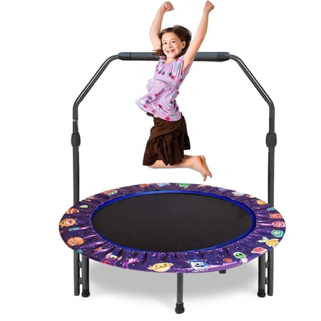 Ealing 36-Inch Folding Kids Trampoline with Handle and Round Bounce Jumper Easy Store, Blue