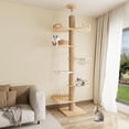 thumbnail image 1 of Ealing Floor to Ceiling Cat Tree, Height Adjustable 7-Tier Tower 98-102", Wooden Pet Tree with 7 Sisal Scratching Post for Indoor Cats-, 1 of 9