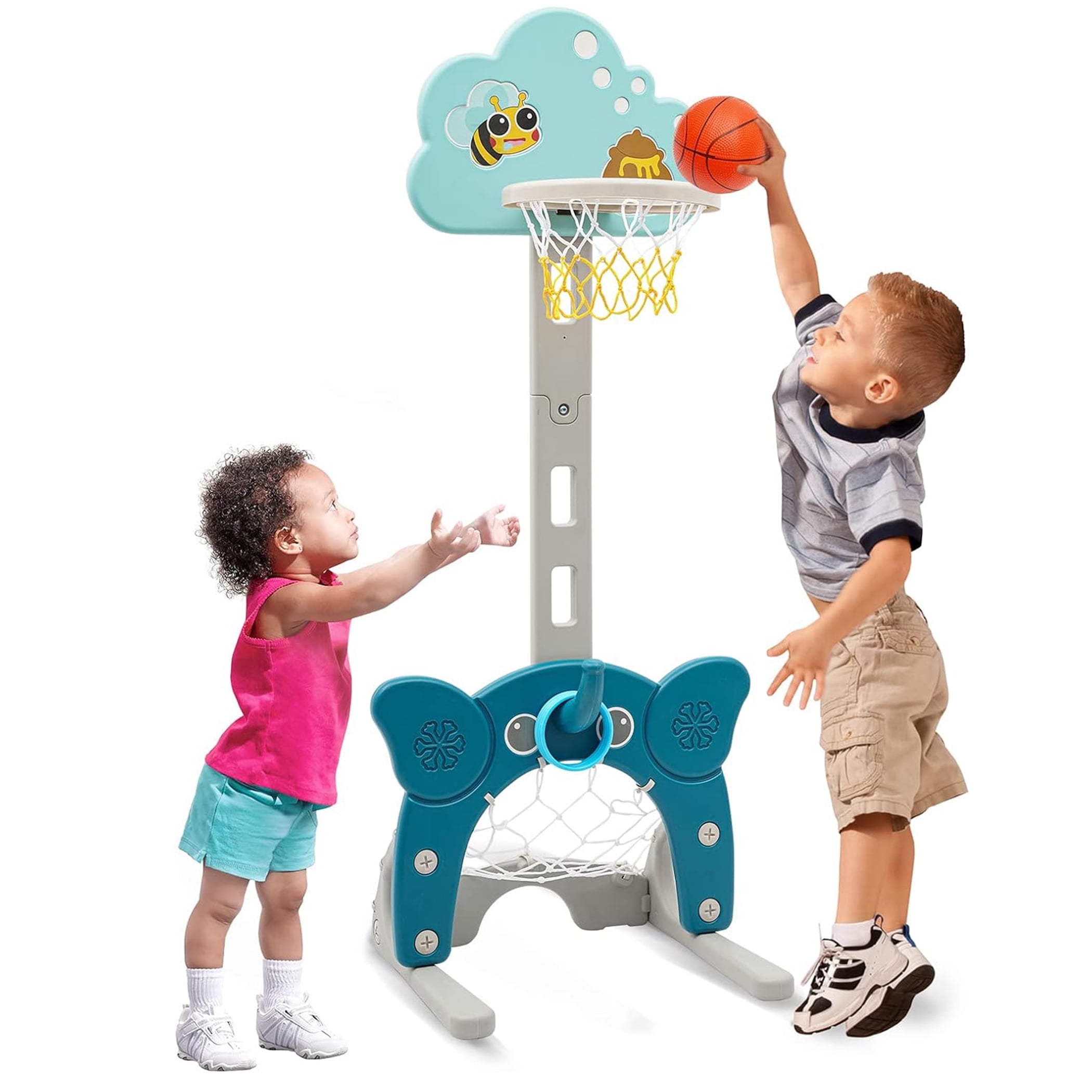 Ealing Basketball Hoop for Kids 4 in 1 Sports Activity Center Growto
