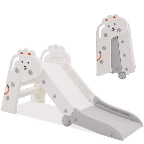 Ealing Foldable Kids Slide for Toddlers Toys Climber Playset for Age 1-3,Grey
