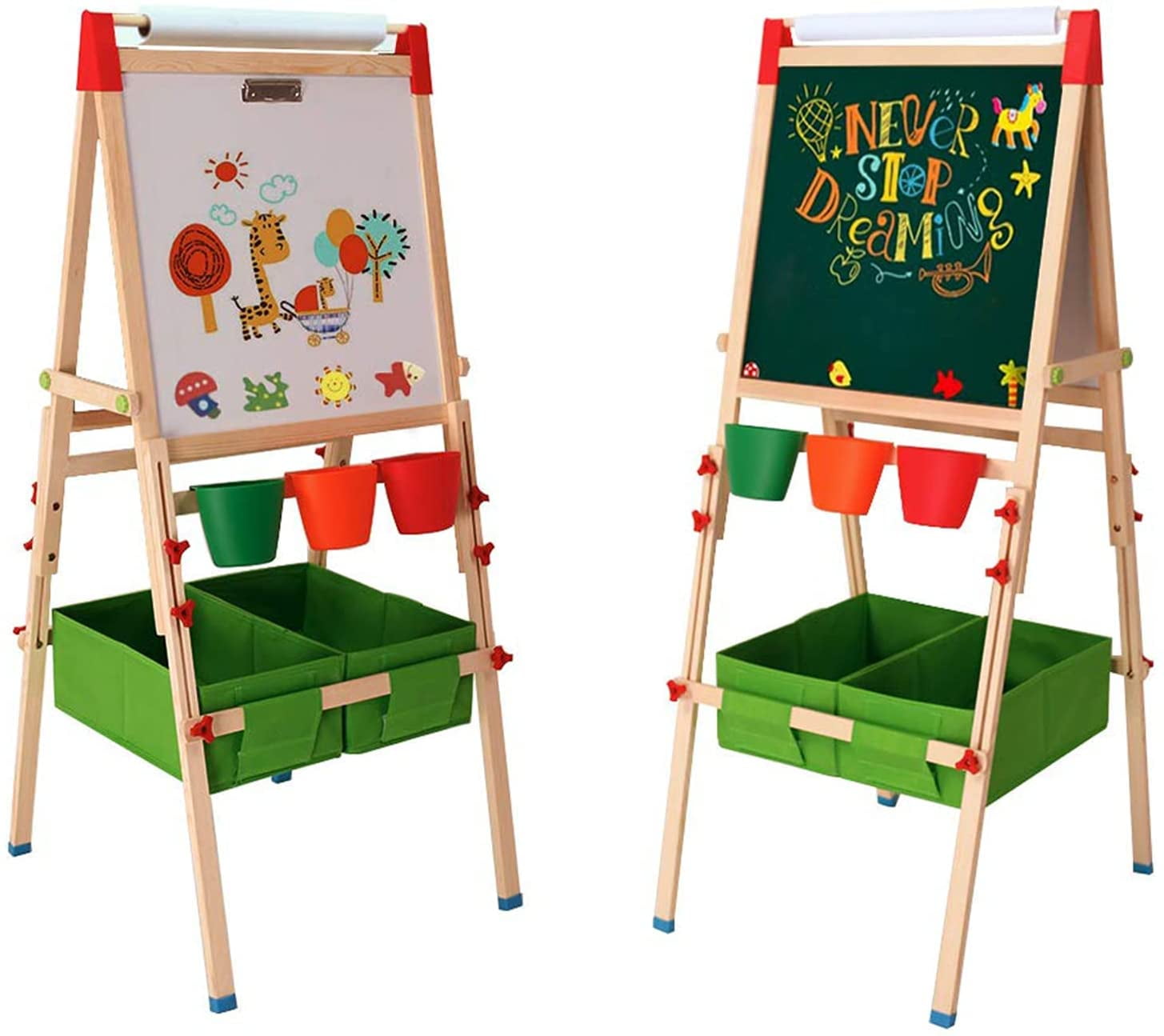 Kids Easel with Paper Roll Double-Sided Whiteboard & Blackboard Standing  Art Easel with Numbers and Other Accessories for Kids and Toddlers (KL) -  Yahoo Shopping