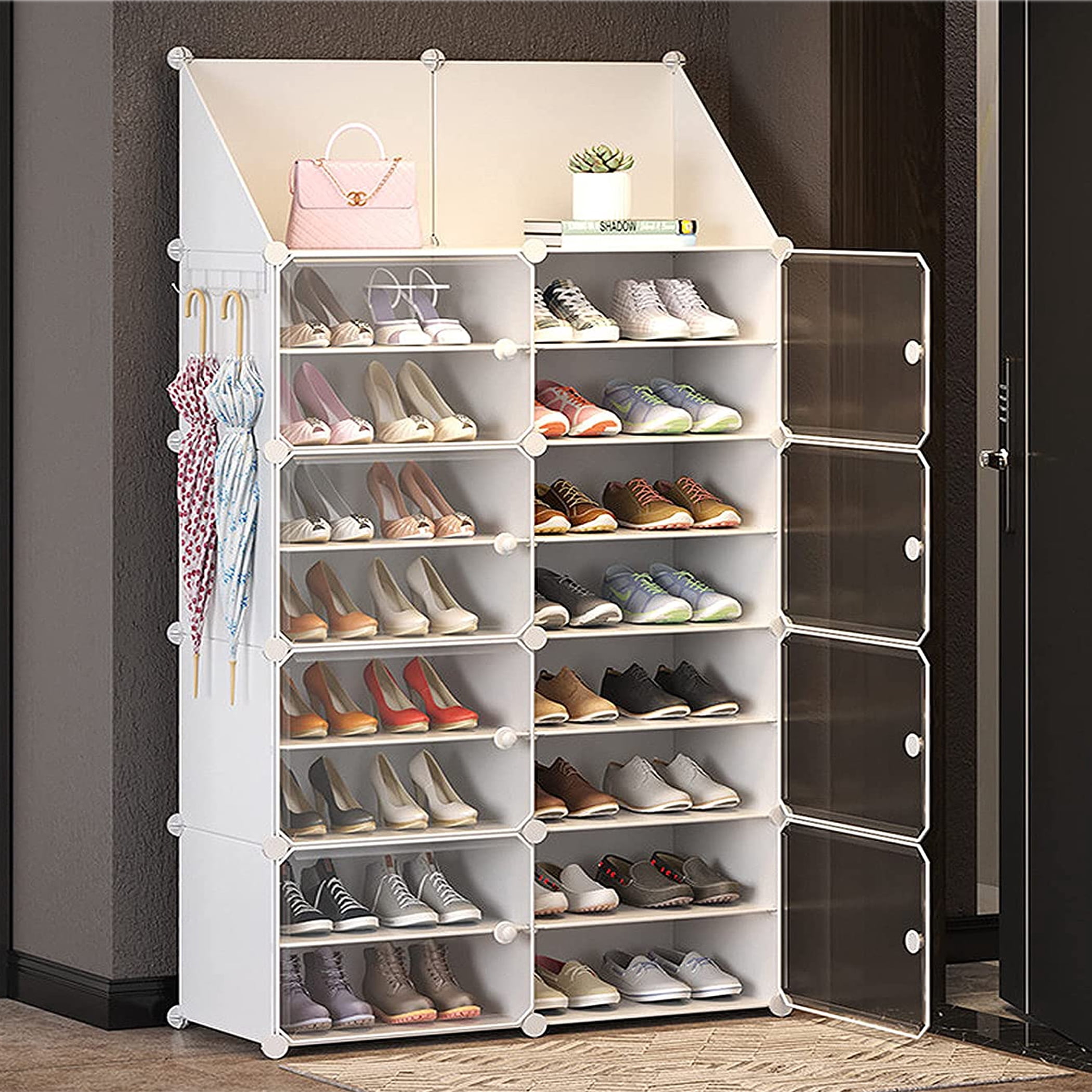 Ealing 8-Tier Shoe Rack, 32-Pair Storage, Portable Closet Organizer ...