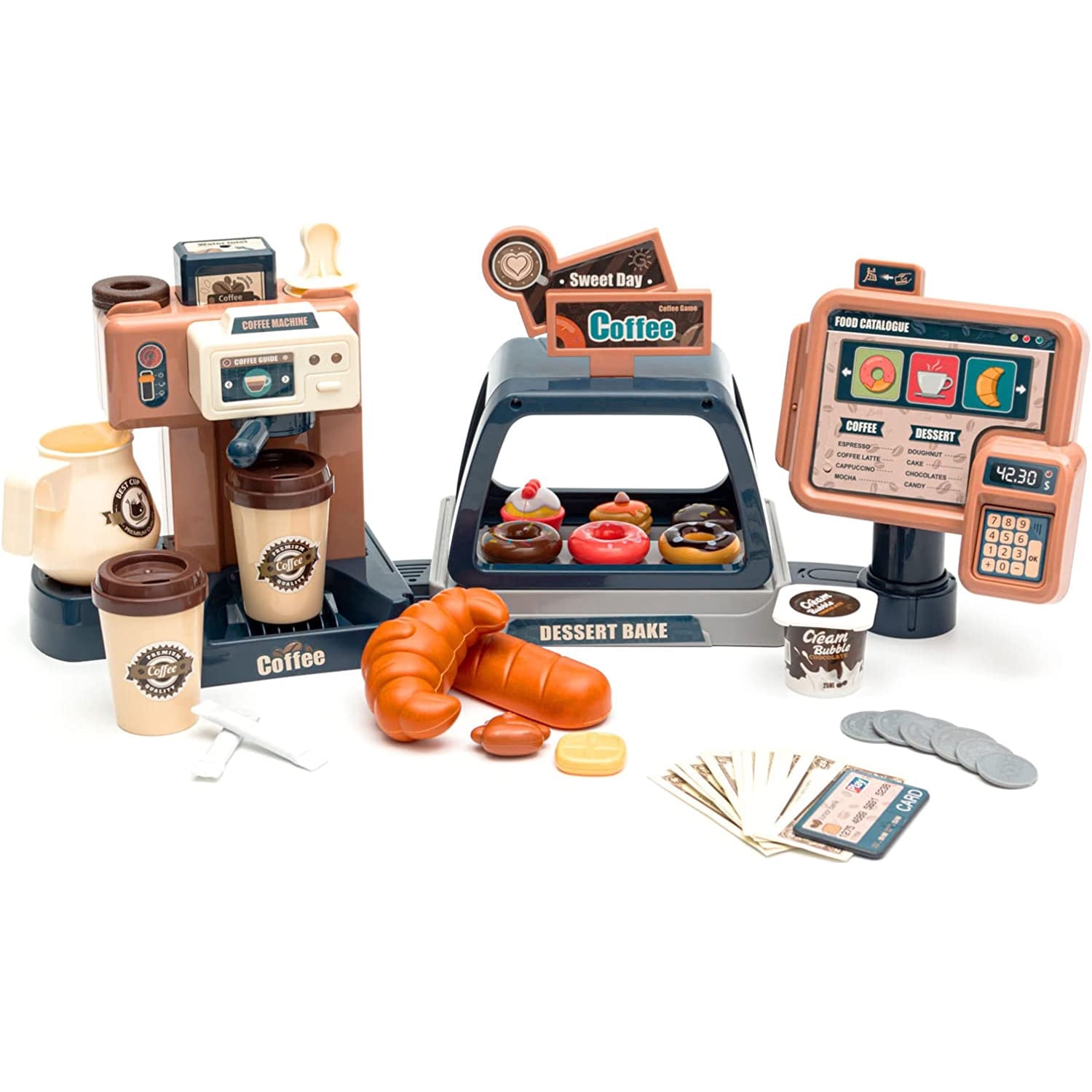 Simulation Coffee Machine Kids Toy Pretend Ice Cream Machine Kitchen Play  House Game DIY Dessert Kitchen Set Toy Pretend To Play
